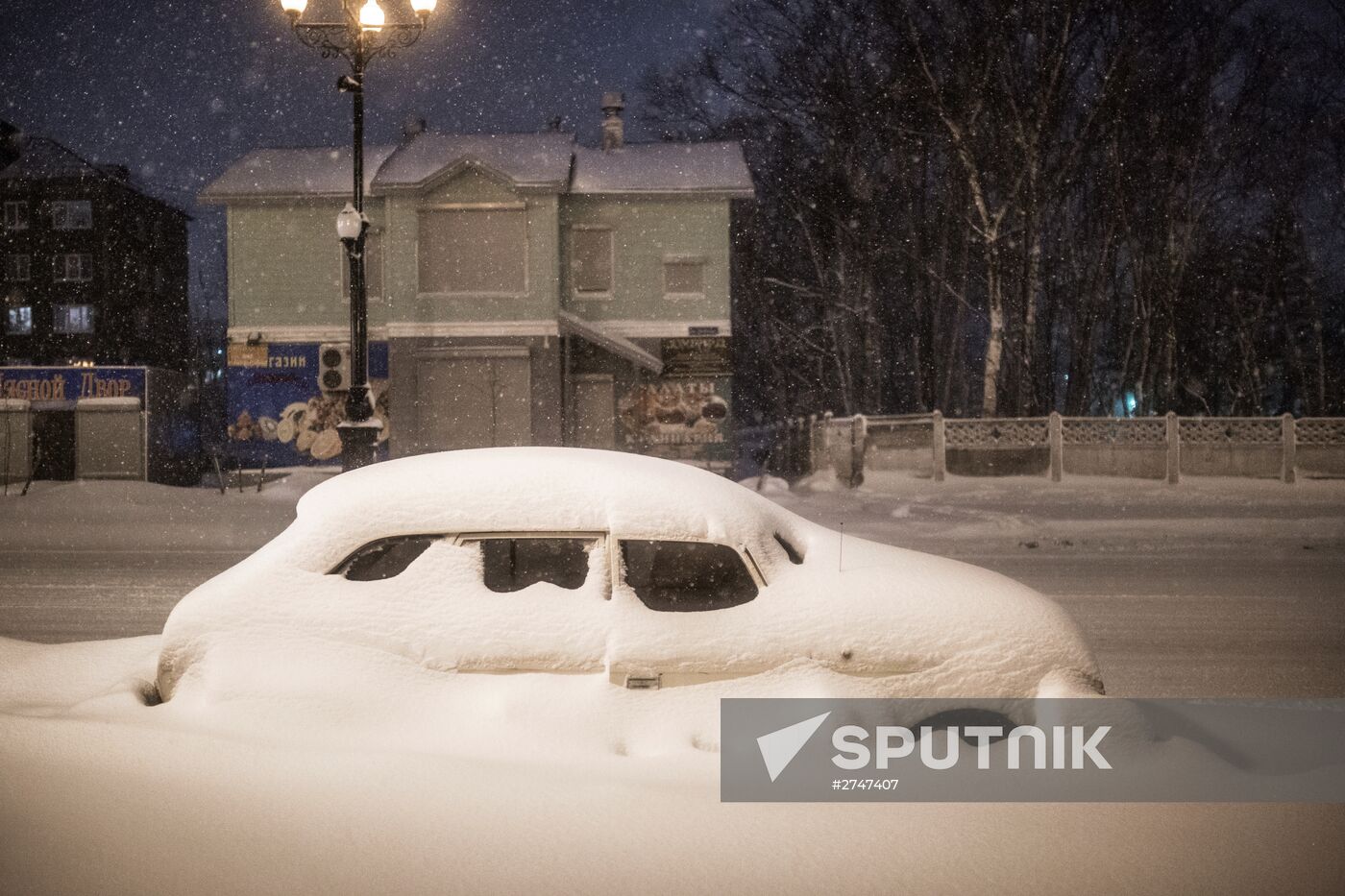 Snowstorm in Sakhalin