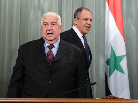 Foreign Minister Sergei Lavrov meets with Syrian counterpart, Walid al-Muallem