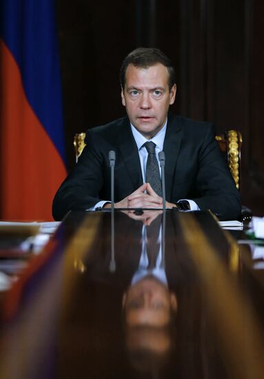 Russian Prime Minister Dmitry Medvedev meets with deputy prime ministers