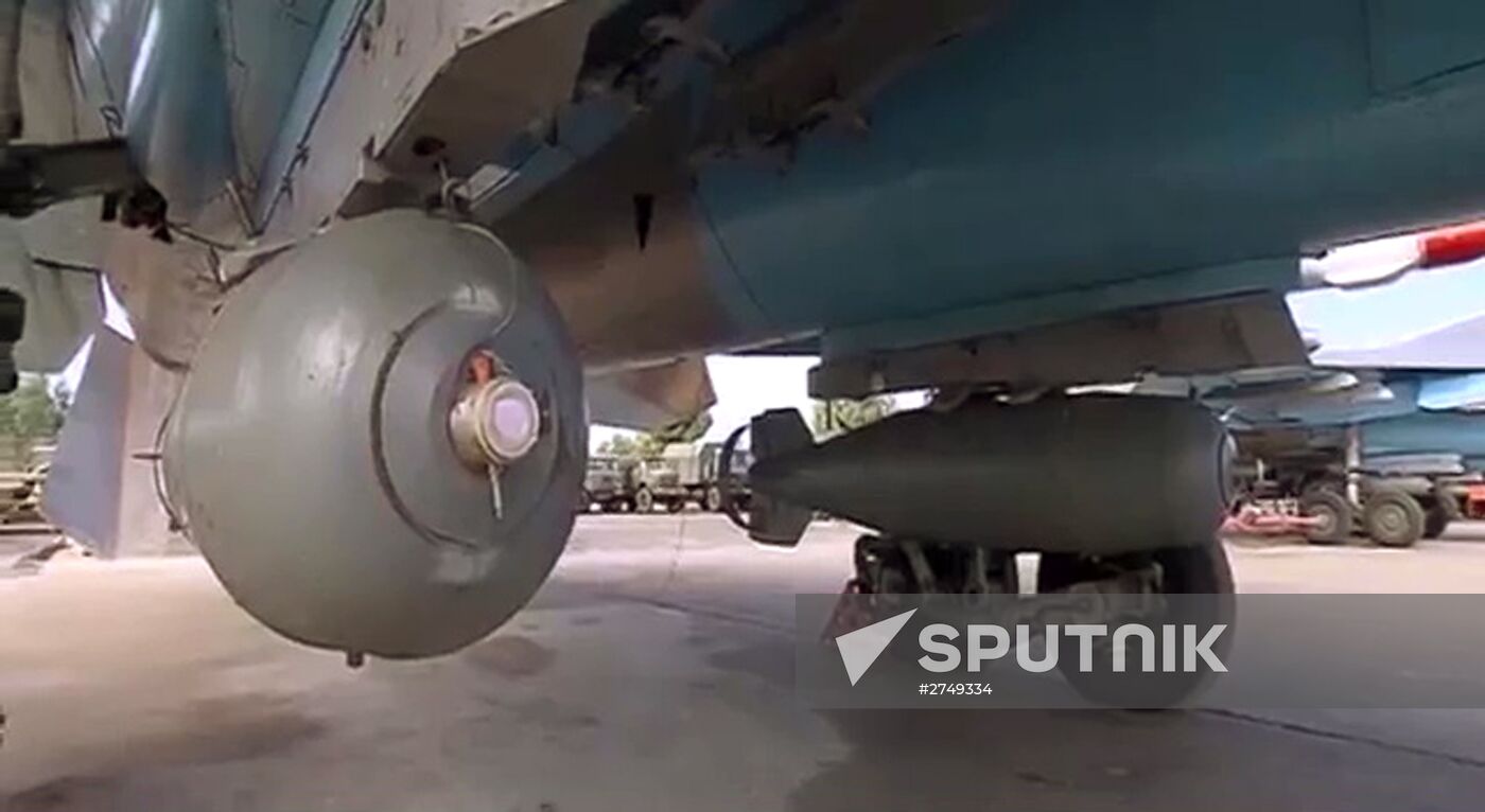 Sukhoi Su-34 Fullback fighter-bombers prepare for and fly combat missions