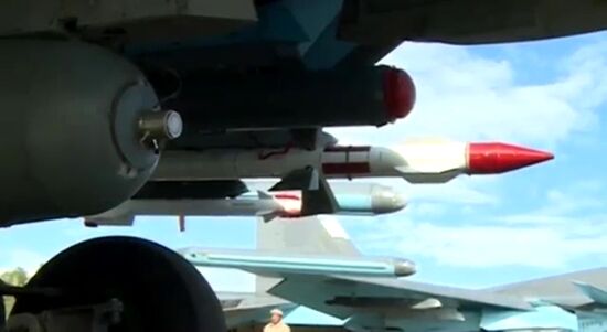 Sukhoi Su-34 Fullback fighter-bombers prepare for and fly combat missions