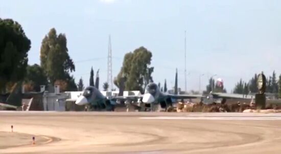Sukhoi Su-34 Fullback fighter-bombers prepare for and fly combat missions