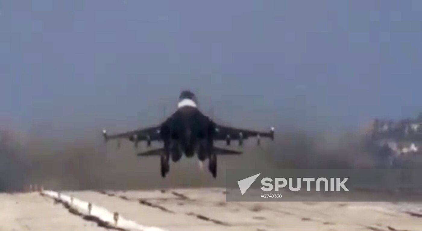 Sukhoi Su-34 Fullback fighter-bombers prepare for and fly combat missions