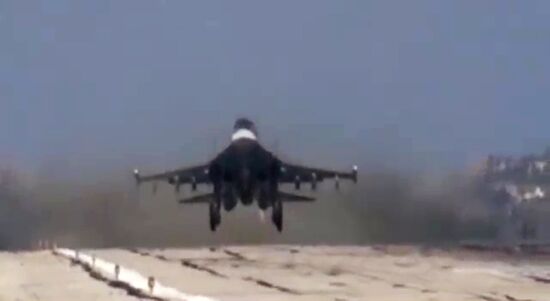 Sukhoi Su-34 Fullback fighter-bombers prepare for and fly combat missions