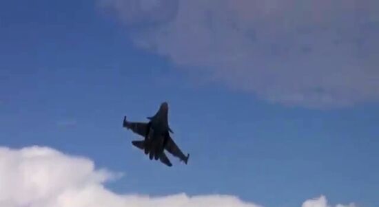 Russian SU-34 warplanes with air-to-air missiles get ready for mission, fly sortie in Syria
