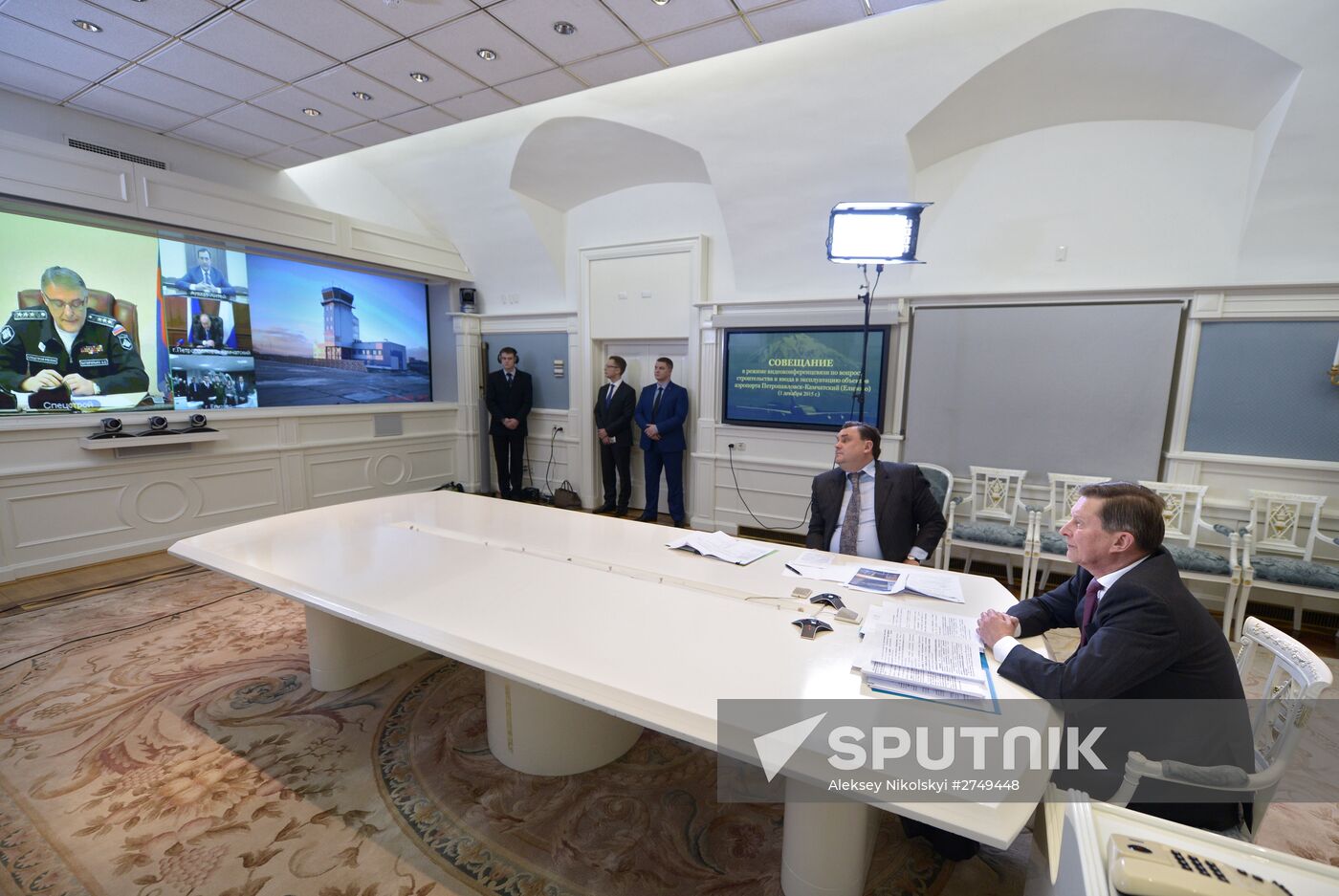 Chief of Staff of Presidential Executive Office Sergei Ivanov chairs video conference on Kamchatka airport construction