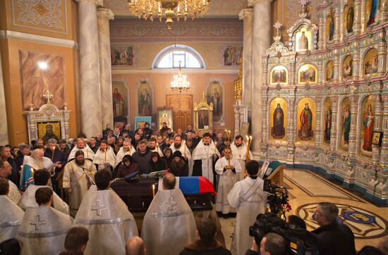 Funeral of pilot Oleg Peshkov killed in Syria
