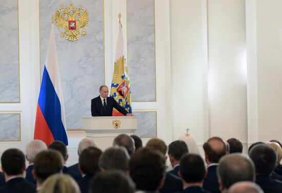 Vladimir Putin delivers annual Presidential Address to Federal Assembly