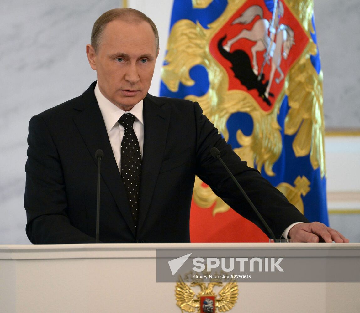 Vladimir Putin delivers annual Presidential Address to Federal Assembly