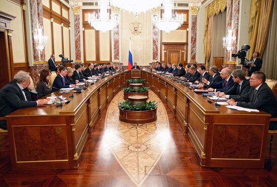 Prime Minister Dmitry Medvedev conducts government meeting