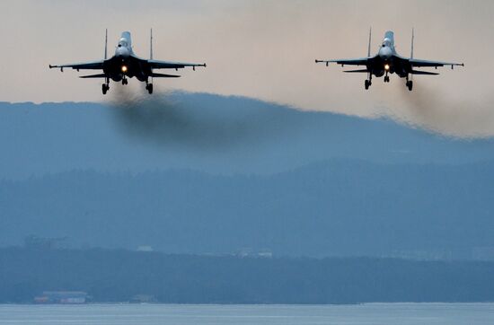 Tactical flight drill by fighter aircraft in Primorye Territory