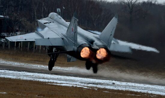 Tactical flight drill by fighter aircraft in Primorye Territory