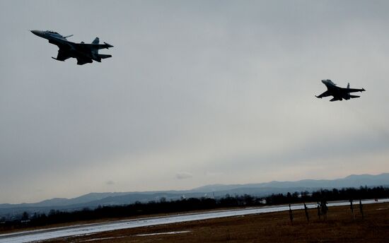 Tactical flight drill by fighter aircraft in Primorye Territory