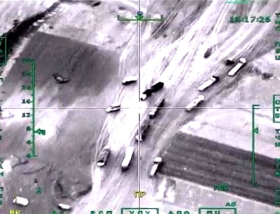 Russian Aerospace Forces airstrike oil trucks in Syrian province Aleppo
