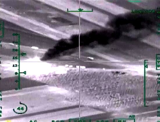 Russian Aerospace Forces airstrike oil trucks in Syrian province Aleppo