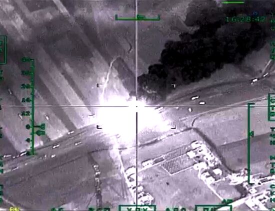 Russian Aerospace Forces airstrike oil trucks in Syrian province Aleppo