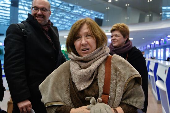 Writer Svetlana Alexievich at the Minsk National Airport