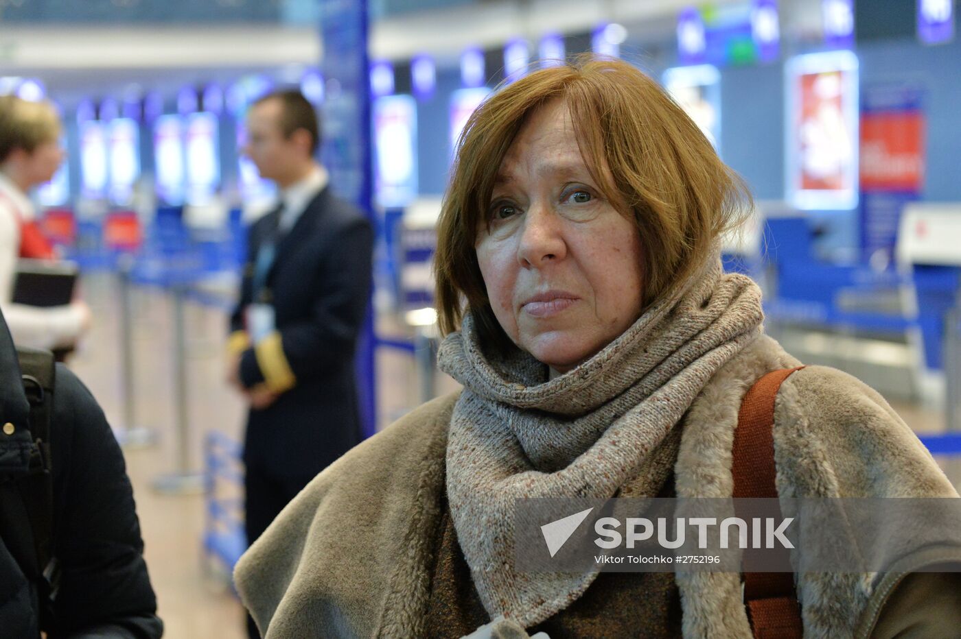 Writer Svetlana Alexievich at the Minsk National Airport