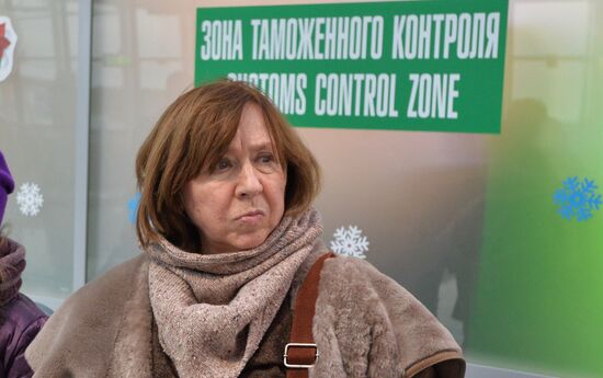 Writer Svetlana Alexievich at Minsk airport