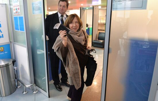 Writer Svetlana Alexievich at the Minsk National Airport
