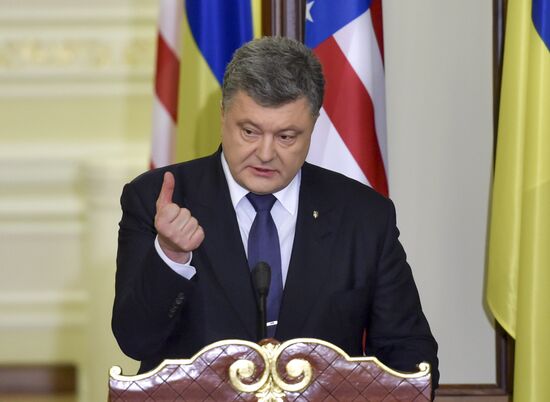 Ukrainian President Petro Poroshenko meets with Vice President of the United States Joe Biden