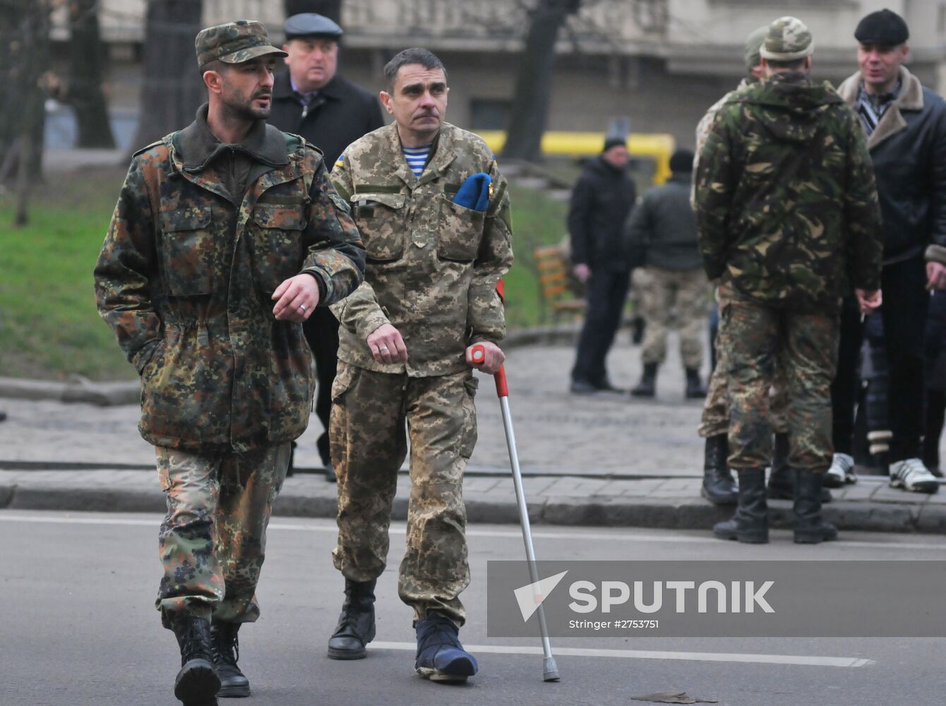 Ukrainian soldiers stage protest in Lviv