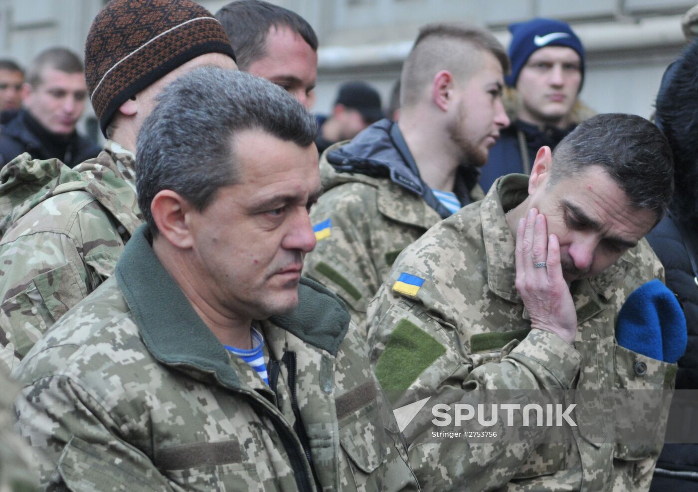 Ukrainian soldiers stage protest in Lviv