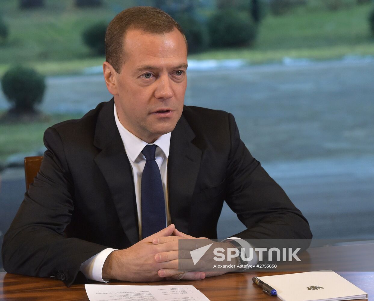 Russian Prime Minister Dmitry Medvedev meets with activists of All-Russia People's Front