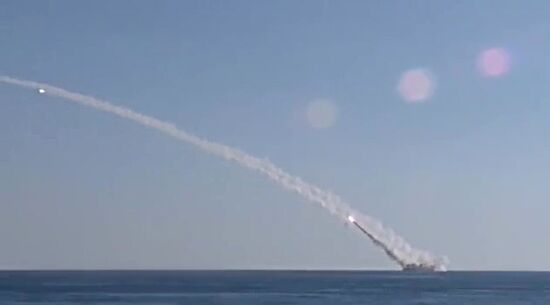 Rostov-on-Don submarine launches 3M-54 Kalibr (Klub) anti-ship missiles