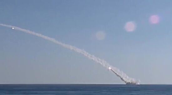 Rostov-on-Don submarine launches 3M-54 Kalibr (Klub) anti-ship missiles