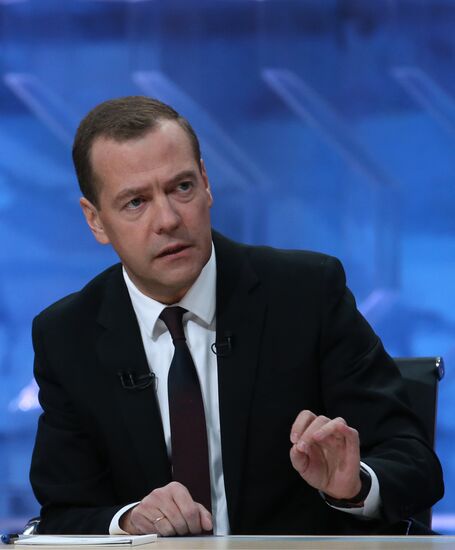 Prime Minister Dmitry Medvedev's interview with five television channels