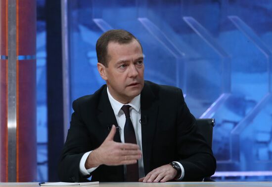 Prime Minister Dmitry Medvedev's interview with five television channels