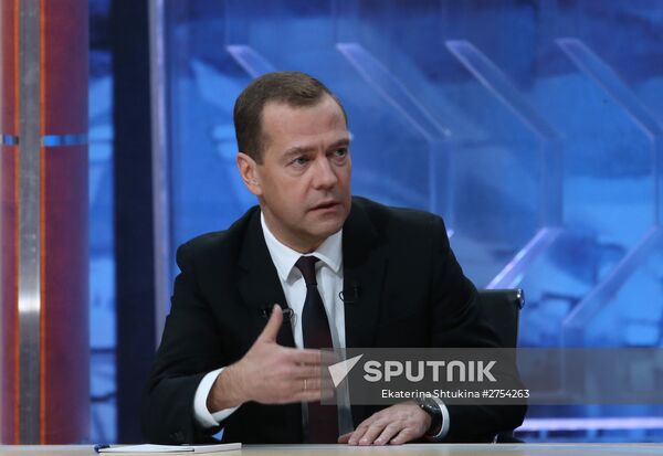 Prime Minister Dmitry Medvedev's interview with five television channels