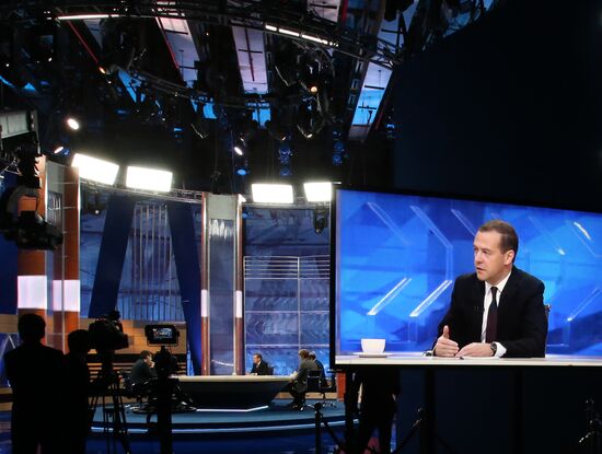 Prime Minister Dmitry Medvedev's interview with five television channels
