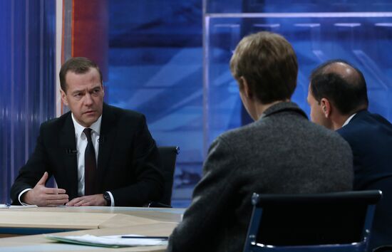 Prime Minister Dmitry Medvedev's interview with five television channels
