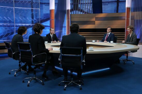 Prime Minister Dmitry Medvedev's interview with five television channels