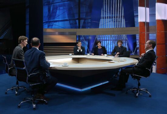 Prime Minister Dmitry Medvedev's interview with five television channels