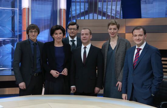 Prime Minister Dmitry Medvedev's interview with five television channels