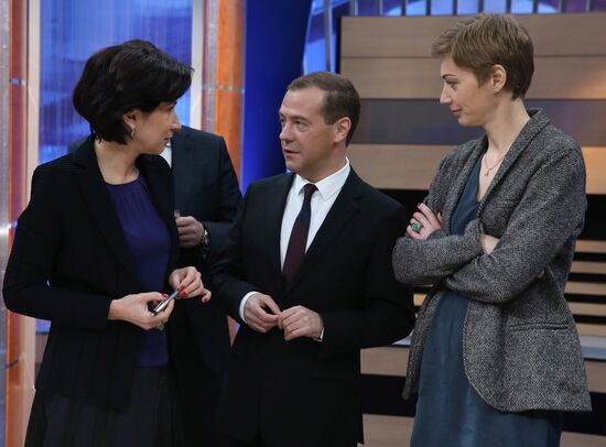 Prime Minister Dmitry Medvedev's interview with five television channels
