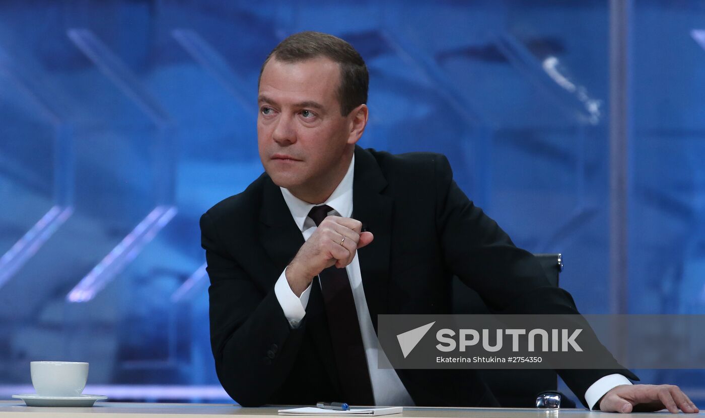 Prime Minister Dmitry Medvedev's interview with five television channels