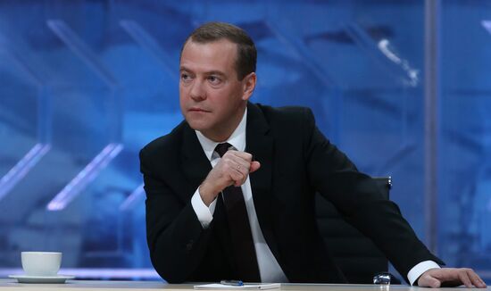 Prime Minister Dmitry Medvedev's interview with five television channels