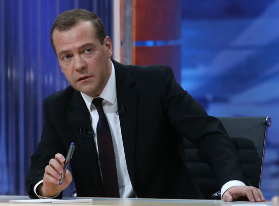 Prime Minister Dmitry Medvedev's interview with five television channels