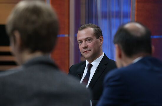 Prime Minister Dmitry Medvedev's interview with five television channels