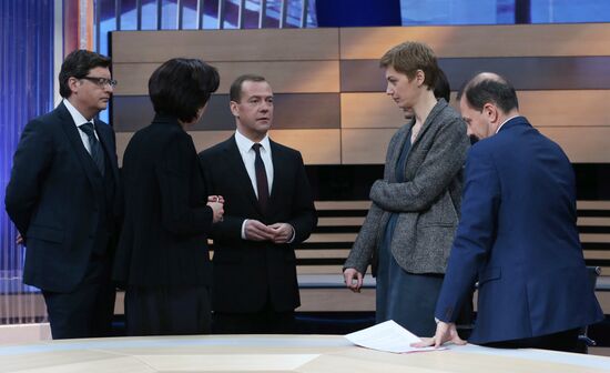 Prime Minister Dmitry Medvedev's interview with five television channels