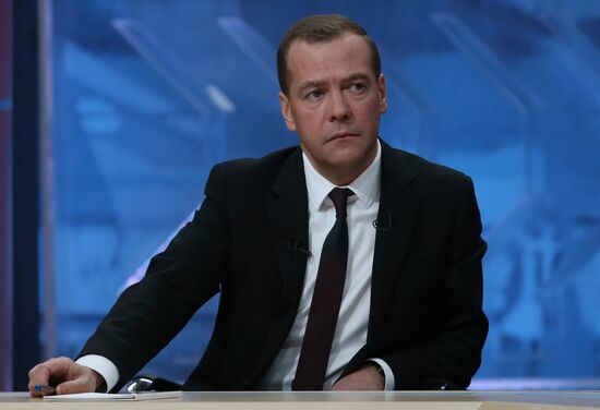 Prime Minister Dmitry Medvedev's interview with five television channels