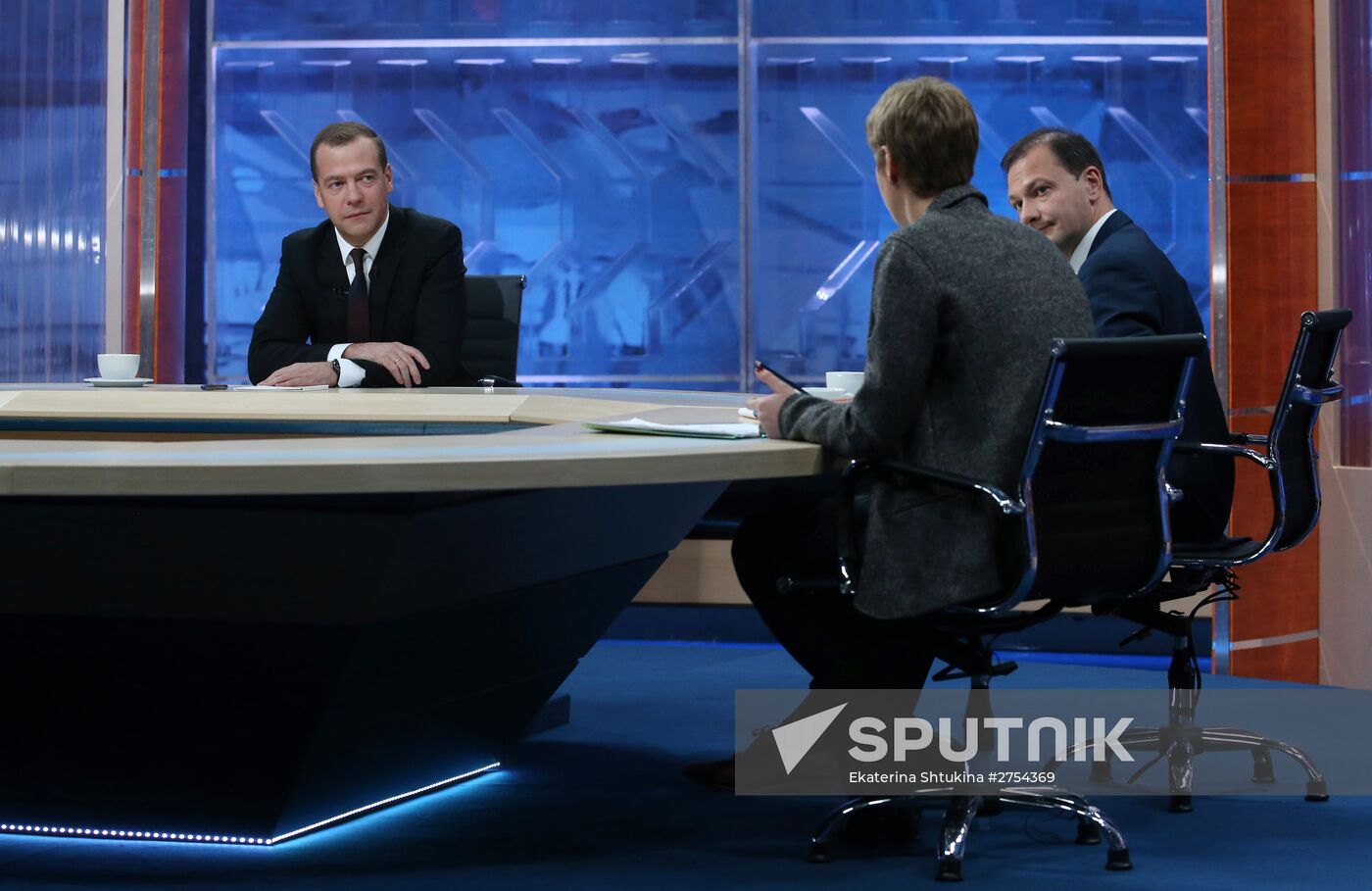 Prime Minister Dmitry Medvedev's interview with five television channels
