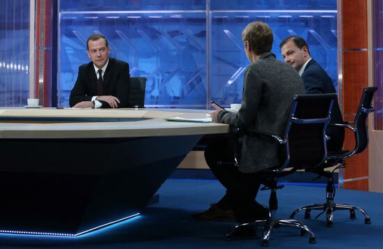 Prime Minister Dmitry Medvedev's interview with five television channels
