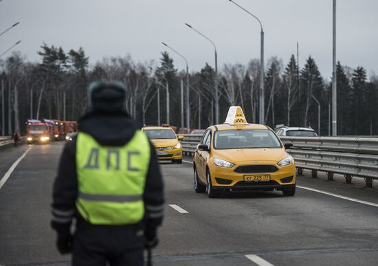 Opening of new road intersection leading to Domodedovo airport