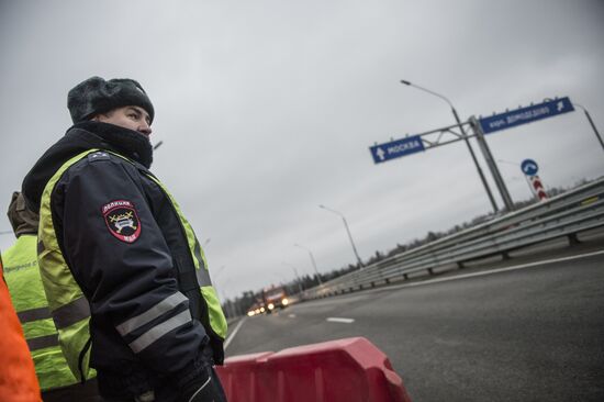 Opening of new road intersection leading to Domodedovo airport
