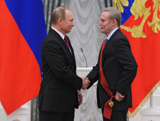 Russian President Vladimir Putin presents state awards